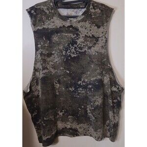 Camo Sleeveless Shirt Mens XL AOP Hunting Grunge Raw Cut Muscle Tee TrueTimber